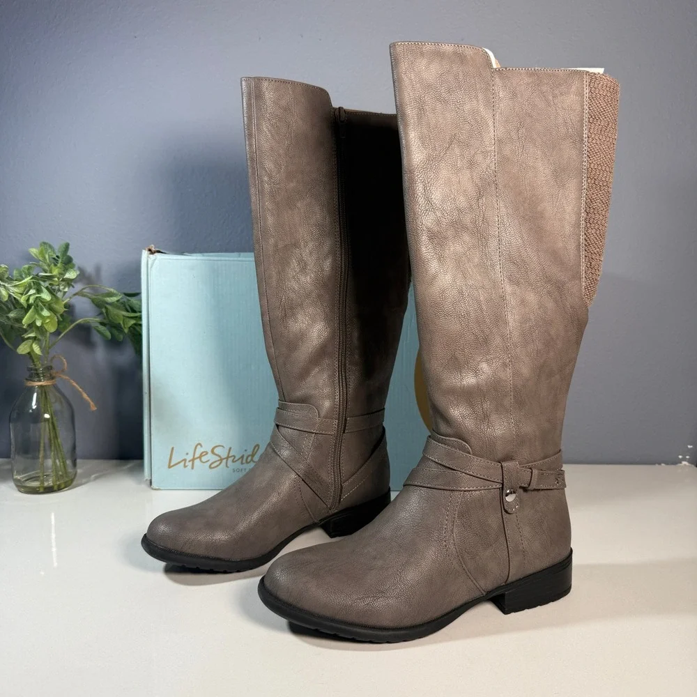 LifeStride Xtrovert Gray‎ Water Resistant Tall Riding Boots Size 6.5M